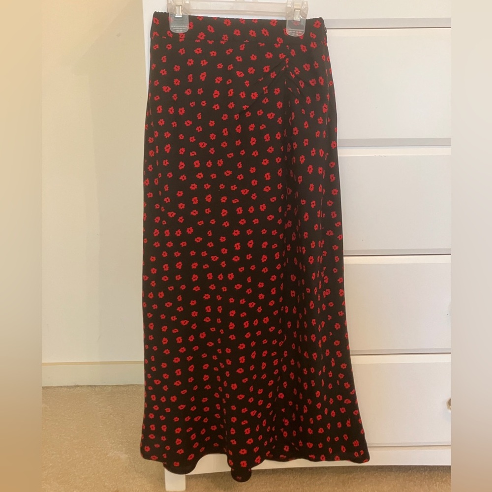 Princess Polly Black Maxi Skirt with Red Floral Print - Picture 2 of 3